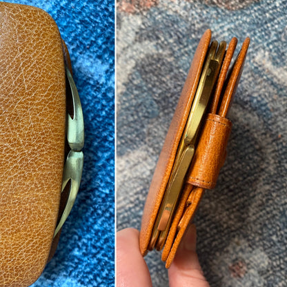 Close up of gold tone metal clasp 