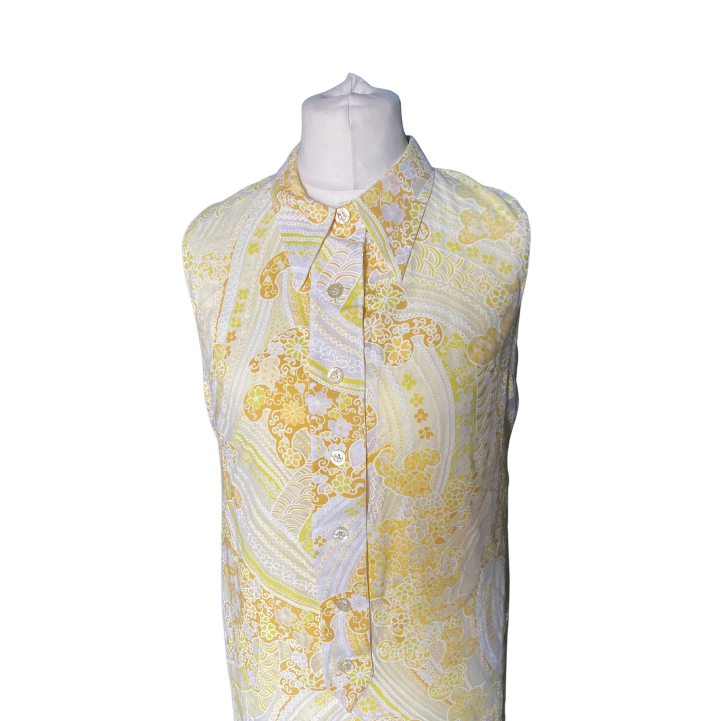 60s Mod Style Yellow Psychedelic Floral Shift Dress. Approx  UK size 14-16
