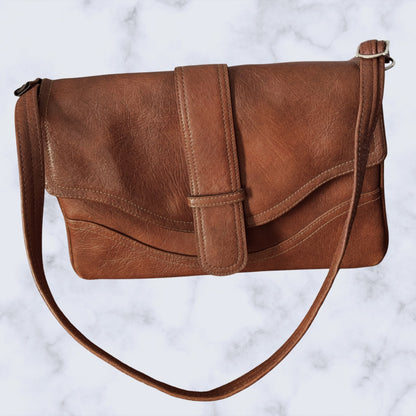 70s brown vinyl shoulder bag 