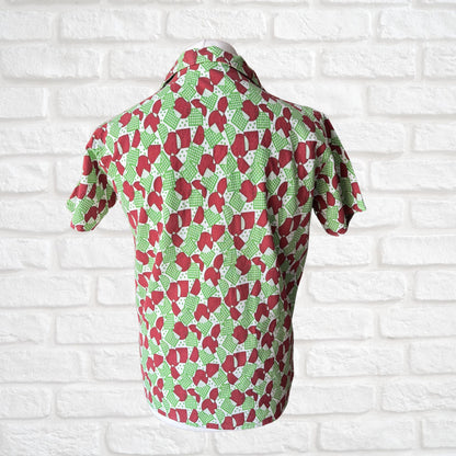 70s Vibrant Geometric Print Vintage Cotton Shirt. Approx UK size S- M (men) 12-14 (women )