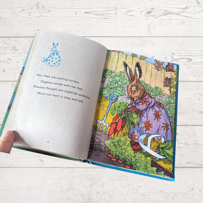 Open book illustration of a rabbit 