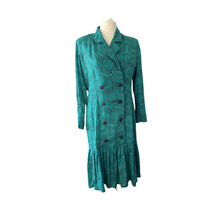 80 green and black dogtooth print suit dress. . Approx U.K. size 16