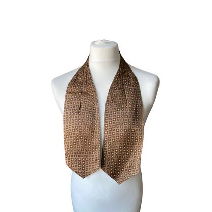 Vintage cravat in a green, red and cream geometric tile print