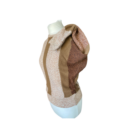 80s camel, white and brown fluffy knit jumper Approx  Uk size 10-12