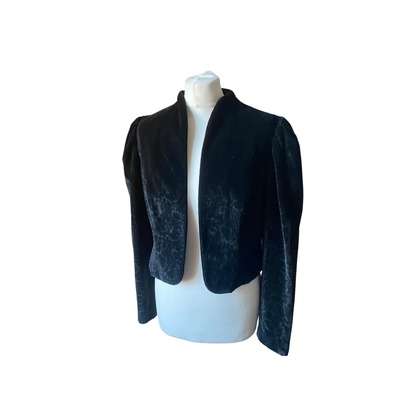 Vintage Austrian Dirndl Cropped Black Velvet Jacket. Approx U.K. size 8-12