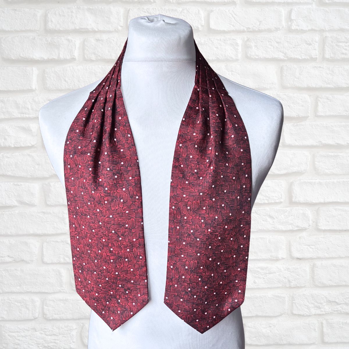 60s/70s Mod Style Red, Black and White Abstract Print Vintage Sammy Cravat