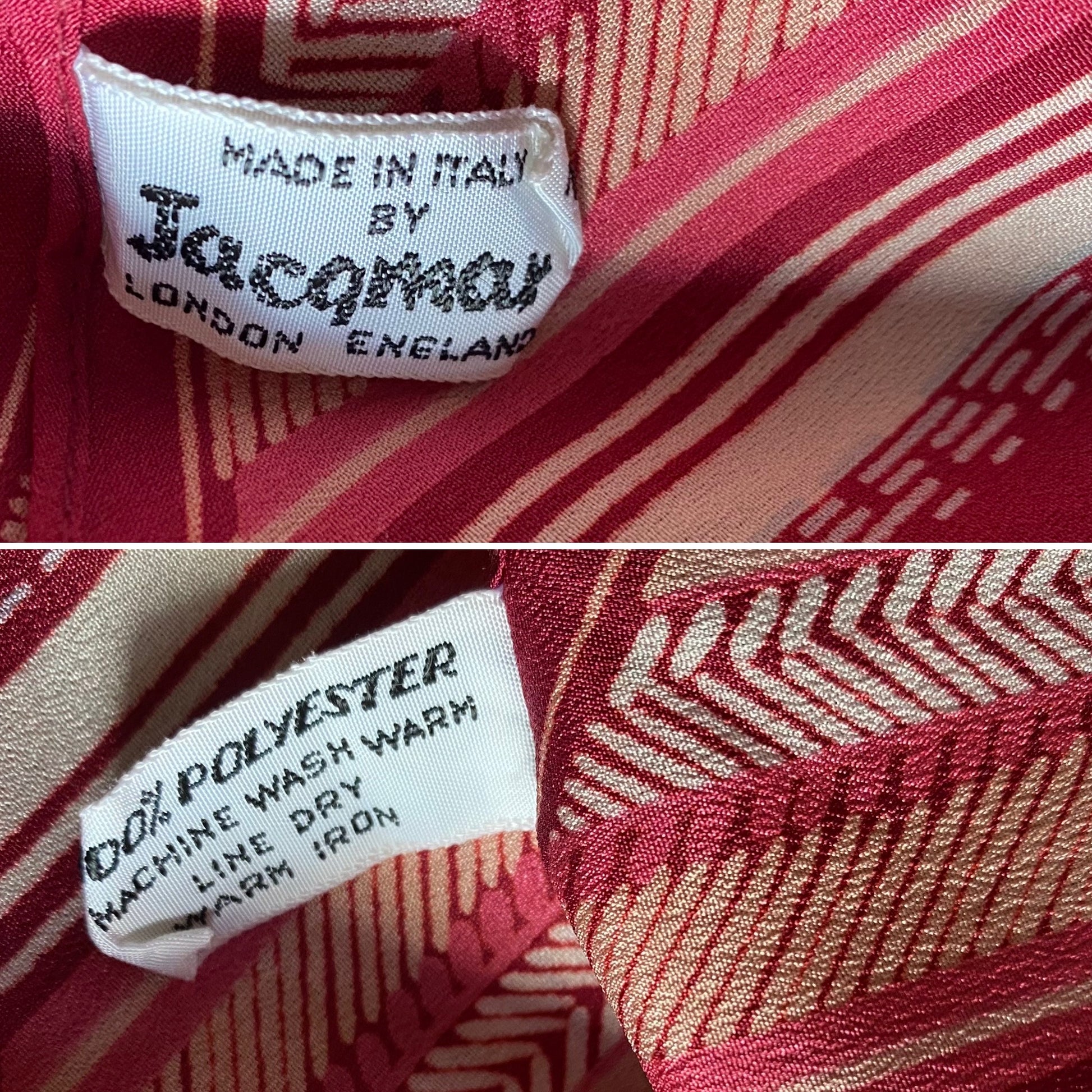 Long 70s Jacqmar brand scarf for hair or neck - Perfect for adding a touch of elegance to your hairstyle.