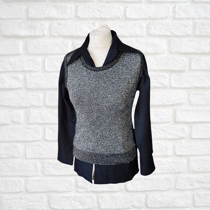 70s Disco Style Black and Silver Sparkly Tank Top. Approx UK size 6-12