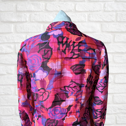 60s Psychedelic Pink & Purple A-Line Dress with Neck Tie. Approx UK size 10-12