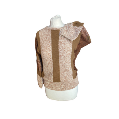 80s camel, white and brown fluffy knit jumper Approx  Uk size 10-12