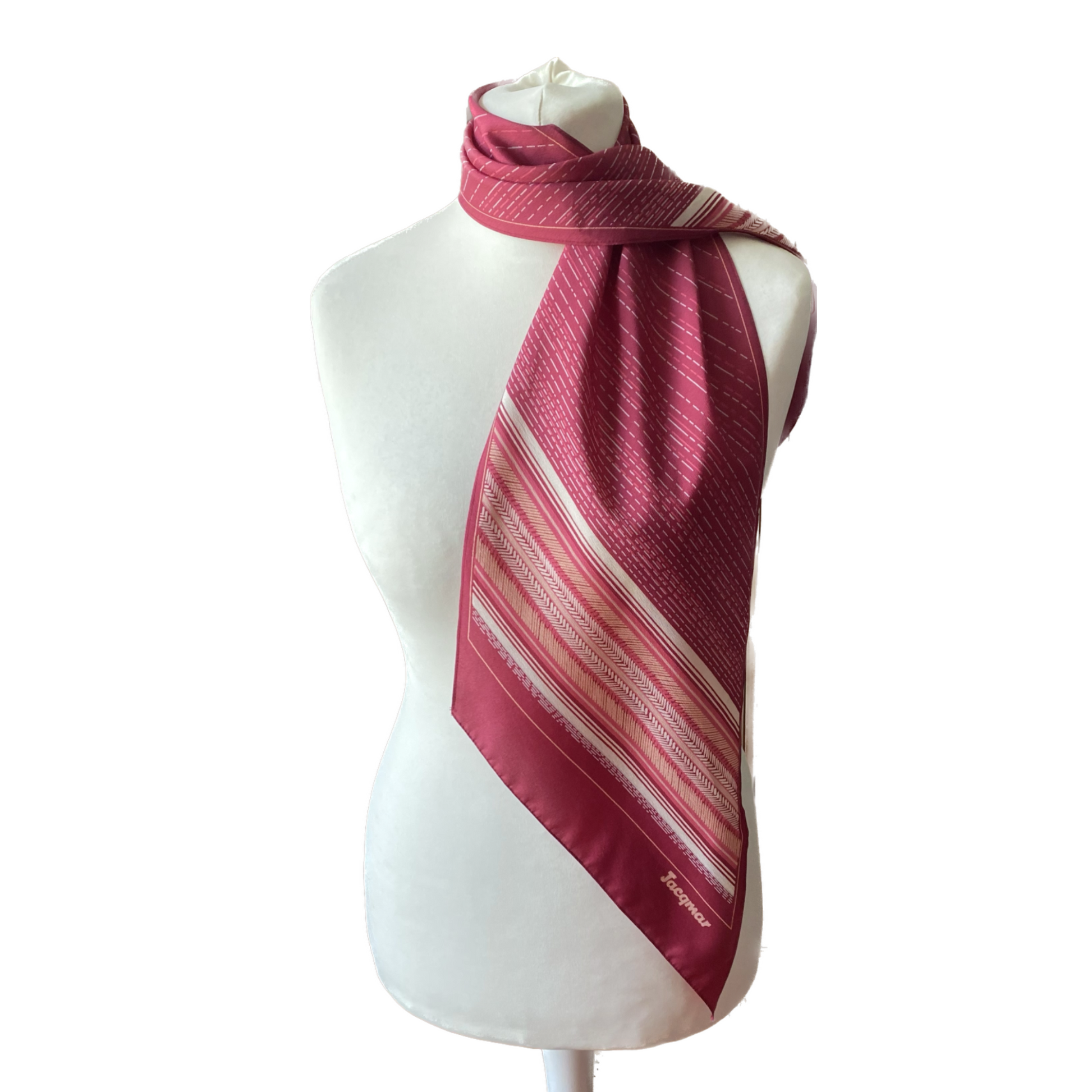 Long purple, pink and cream print scarf - Versatile accessory for any outfit.
