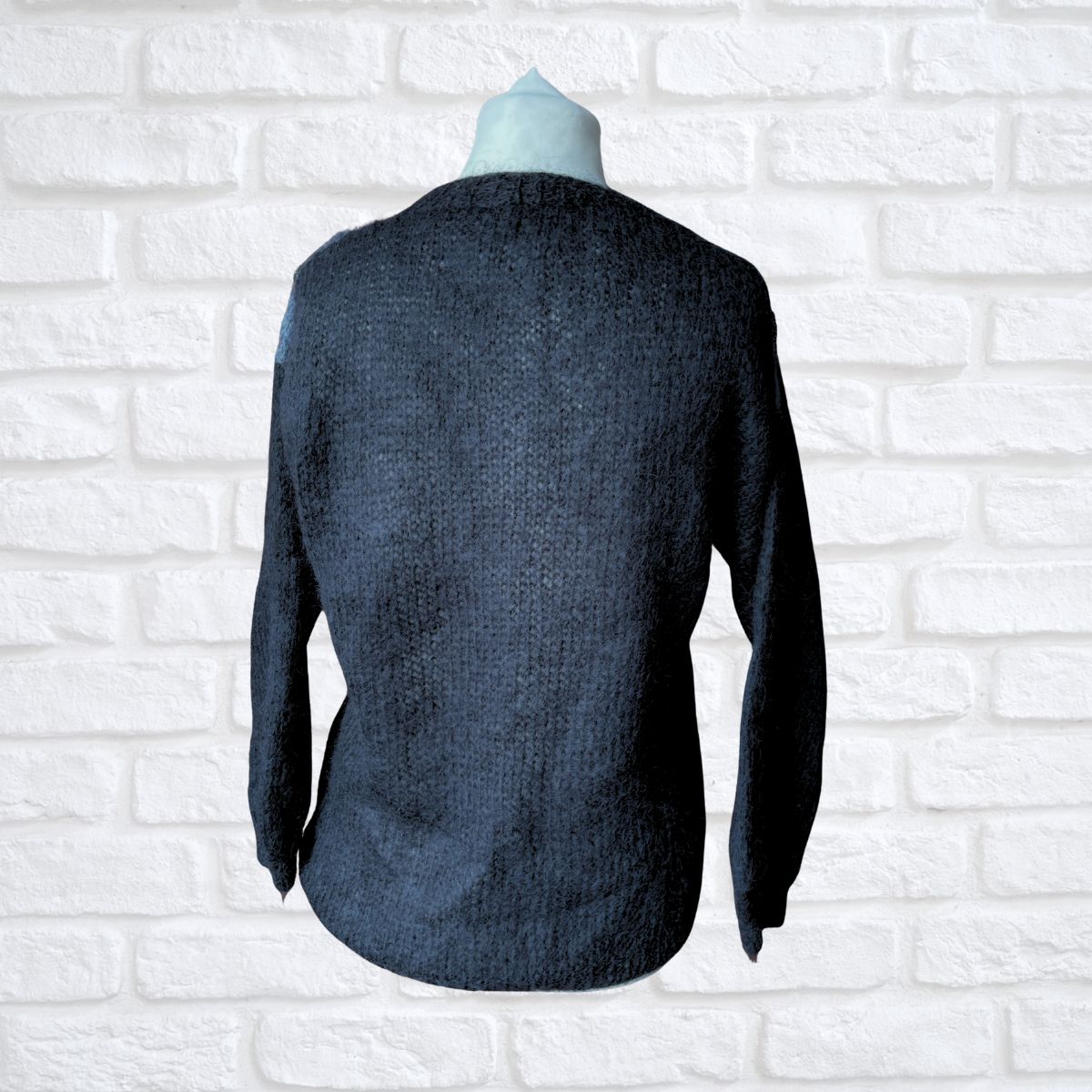 Black 80s mohair and wool  cardigan on a white background 