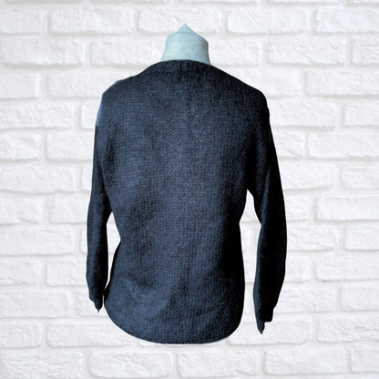 Black 80s mohair and wool  cardigan on a white background 