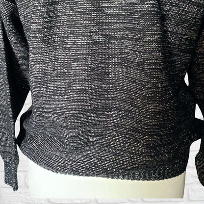 80s Black and Silver Sparkly Star Design Vintage Jumper. Approx UK size 14-18.