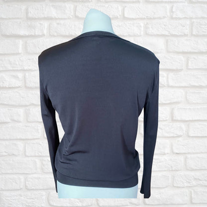 Vintage Black V Neck Long Sleeved Top. Approx UK size 10 -14