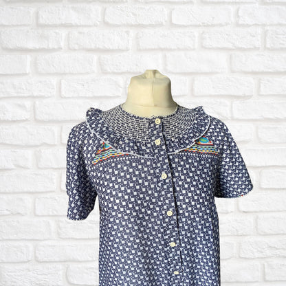 70s Summer vintage dressing gown/housecoat/maxi dress. Approx UK size 10-12