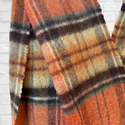 Plaid scarf  with autumn colors on a white background