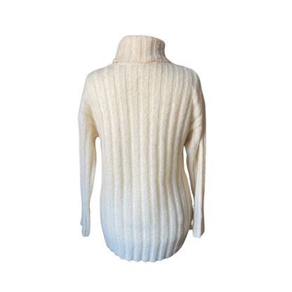 90s ribbed, roll neck cream jumper. Approx U.K. size 14-20