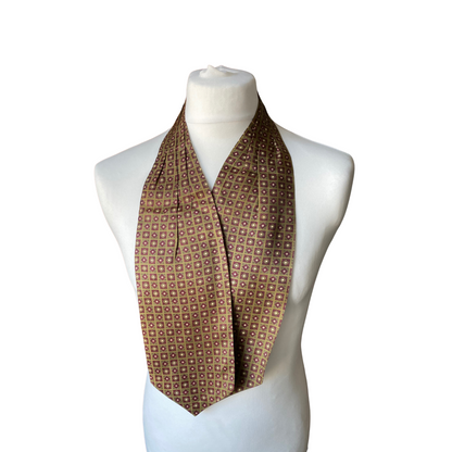 Mod style green, red and cream tile print vintage cravat by British brand Sammy