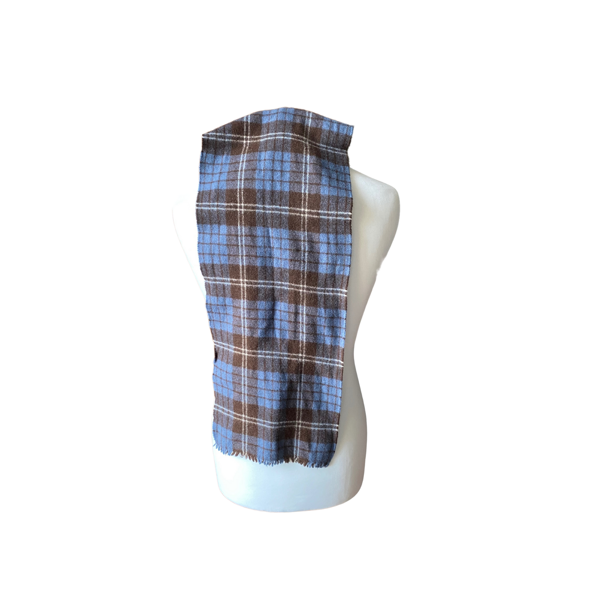 Blue brown and white mens wool scarf 