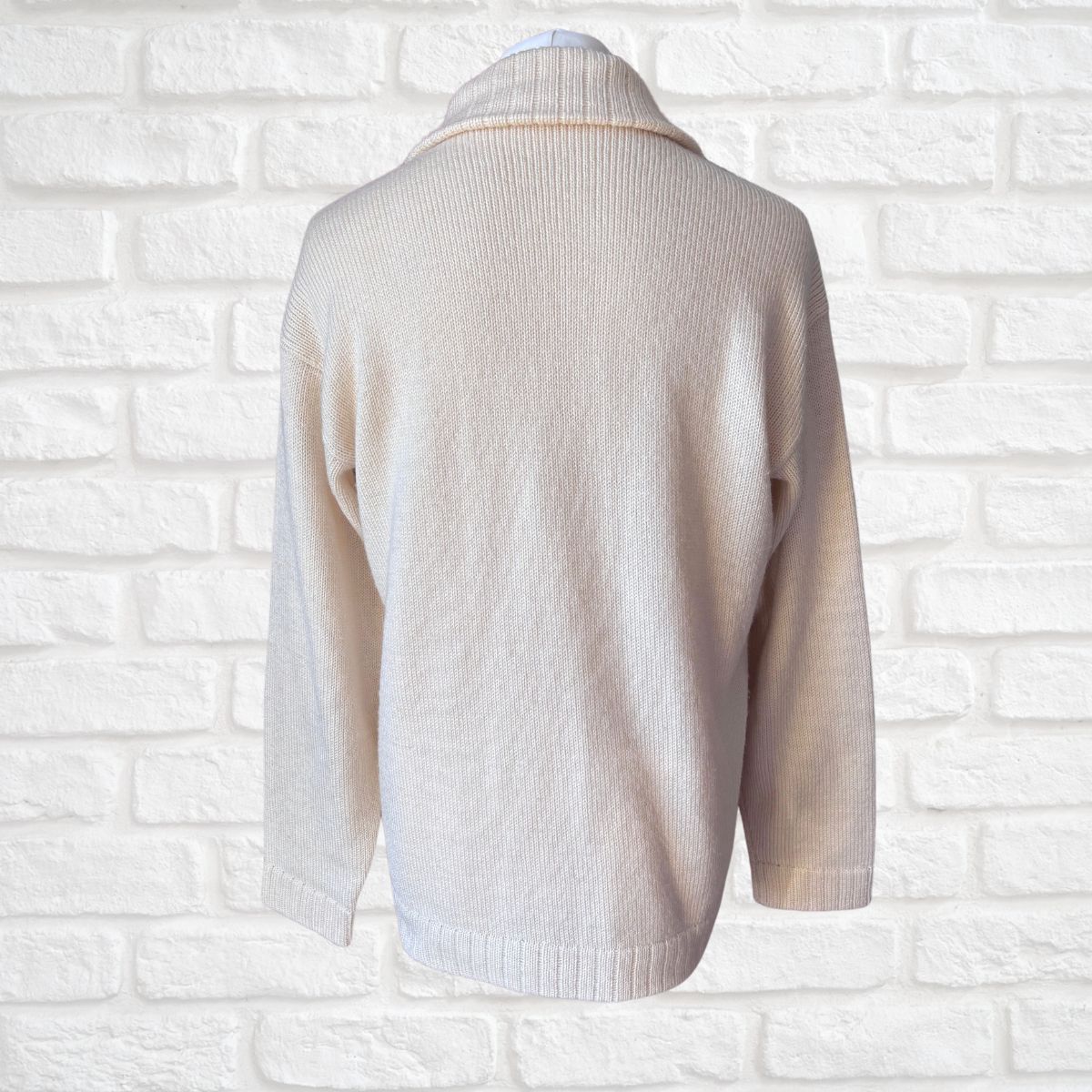 Cream wool vintage cardigan back view 