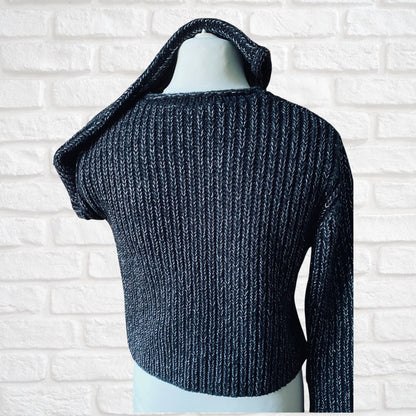 90s Black Cropped Long Sleeved Vintage Cardigan . Approx U.K. size 12-16