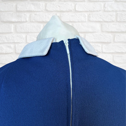 60s Navy Blue & White Mod Style Vintage Scooter Dress. Approx UK Size 8-10