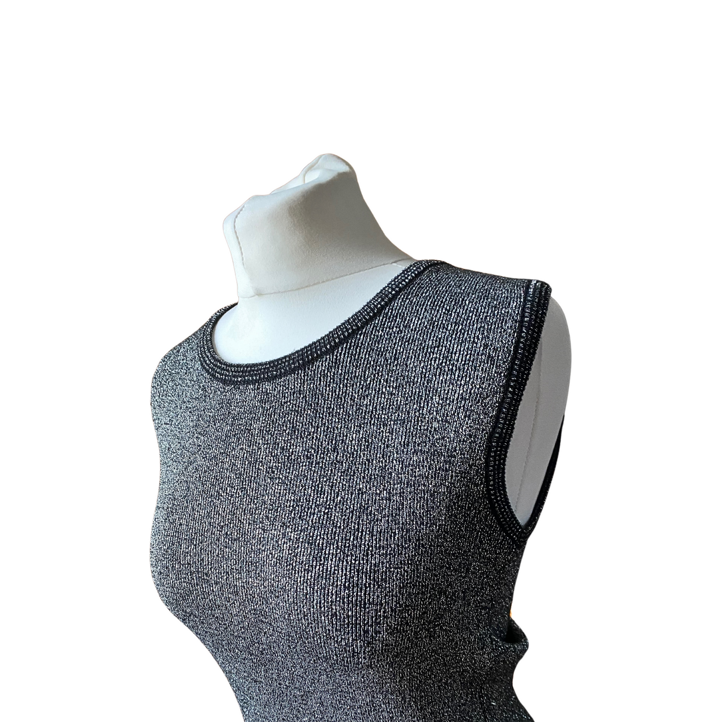 70s black and silvery sparkly tank top/sweater vest.  Approx  UK size 6-12