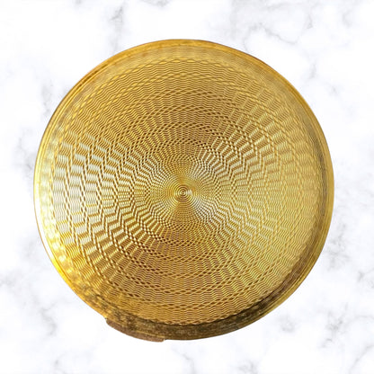 60s Gold Tone Boxed and Unused KIGU Powder Compact with Sifter, Pouch & Puff