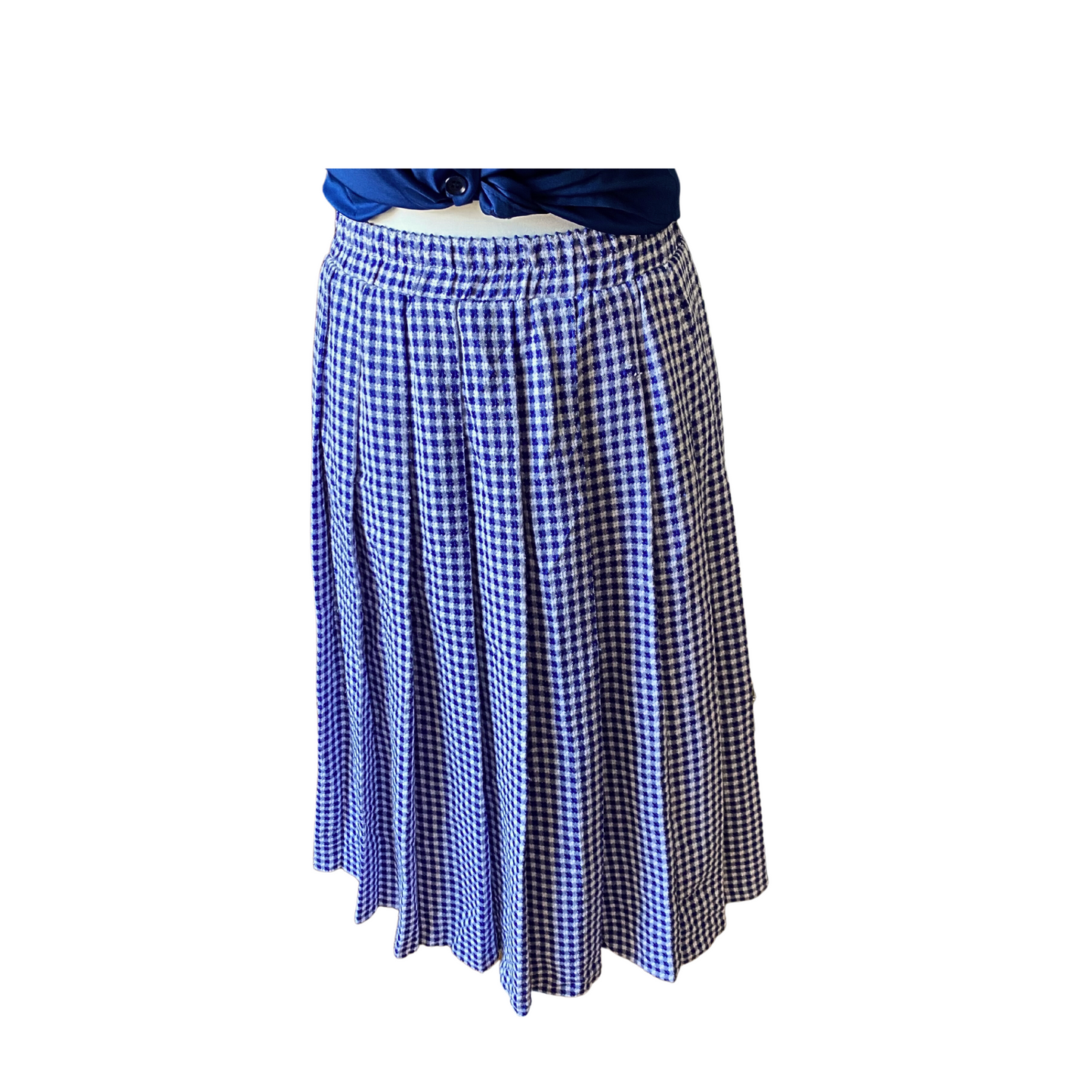 Classic 50s style blue and white checked skirt - must-have for retro lovers