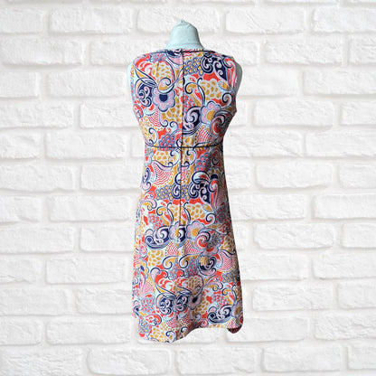 60s Psychedelic Print Summer Cotton Scooter Dress. Approx UK size 10