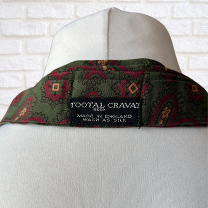 60s Mod Style Green,Red, Black and Yellow Paisley Print Vintage Tootal Cravat