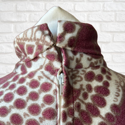 Vintage 70s Long-Sleeved Abstract Print Maxi Dress with Matching Belt . Approx UK size 8-10