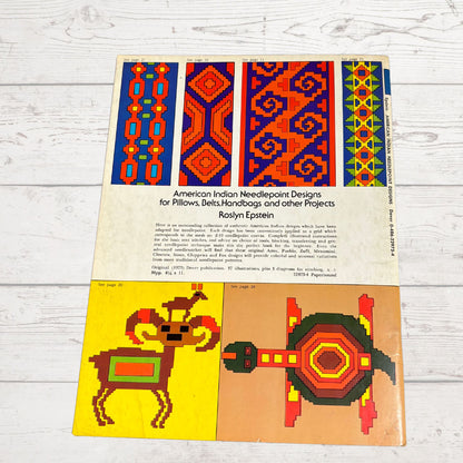 American Indian Needlepoint Designs by Roslyn Epstein. A 1970s Needlecraft Design Vintage Book