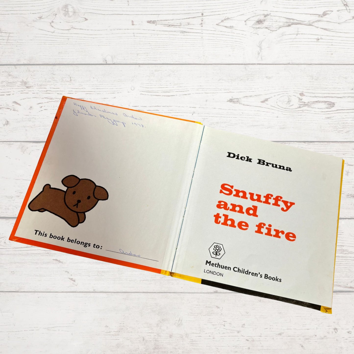 Vintage 1970s Dick Bruna Hardcover Children's Book - Snuffy and the Fire: A Bright and Colourful Tale of Heroism