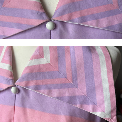 Stunning 70s Pink, Purple, and White Sleeveless Maxi Dress with Dagger Collar - Lisa Young, London . Approx UK size 8-10