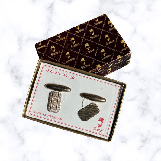 Stunning Vintage Gold Tone Stratton Geometric Cufflinks in Original Box - Perfect Gift Idea