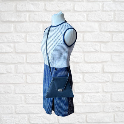Vintage 60s Mod Style Navy Blue Triangle Cross Body Bag with Adjustable Shoulder Strap