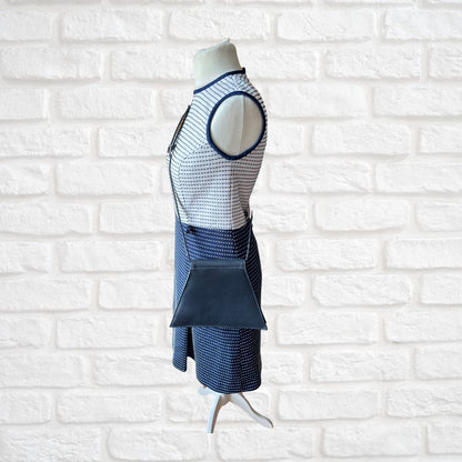 Vintage 60s Mod Style Navy Blue Triangle Cross Body Bag with Adjustable Shoulder Strap