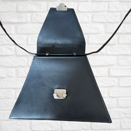 Vintage 60s Mod Style Navy Blue Triangle Cross Body Bag with Adjustable Shoulder Strap