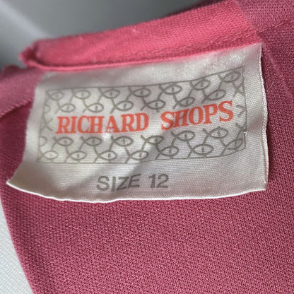 Pink vintage Grecian style, deep v neck maxi dress. Approx UK size 6-8