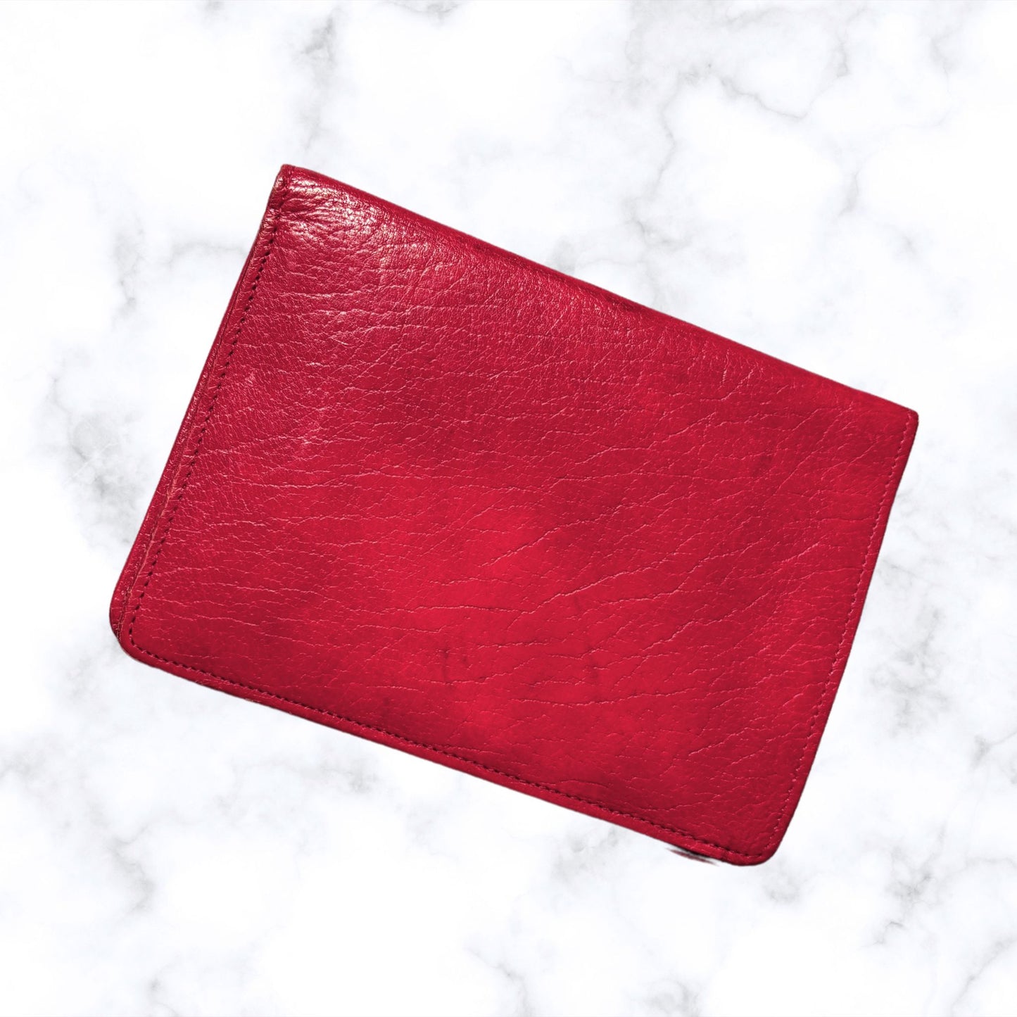 Vintage Red Leather Bifold Wallet with Multiple Compartments - Stylish and Practical