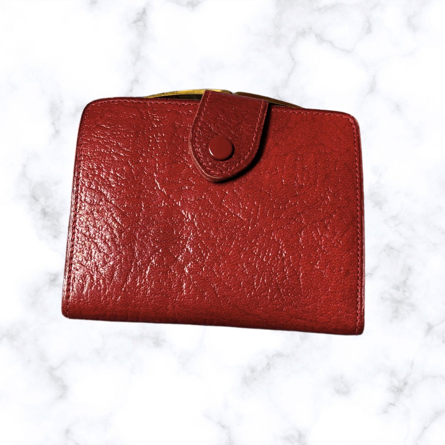 Vintage 1960s Red Leather Clasp Top Purse/Wallet - Stylish and Practical