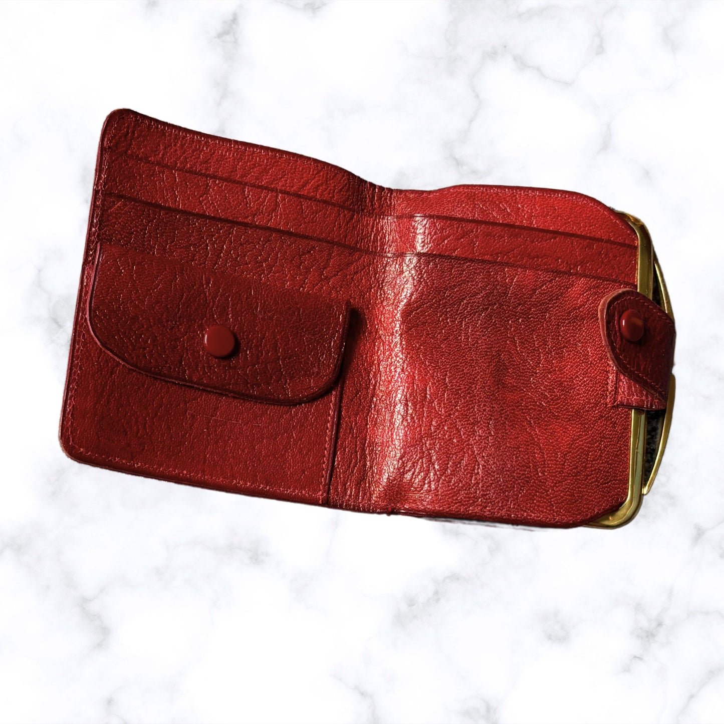 Vintage 1960s Red Leather Clasp Top Purse/Wallet - Stylish and Practical