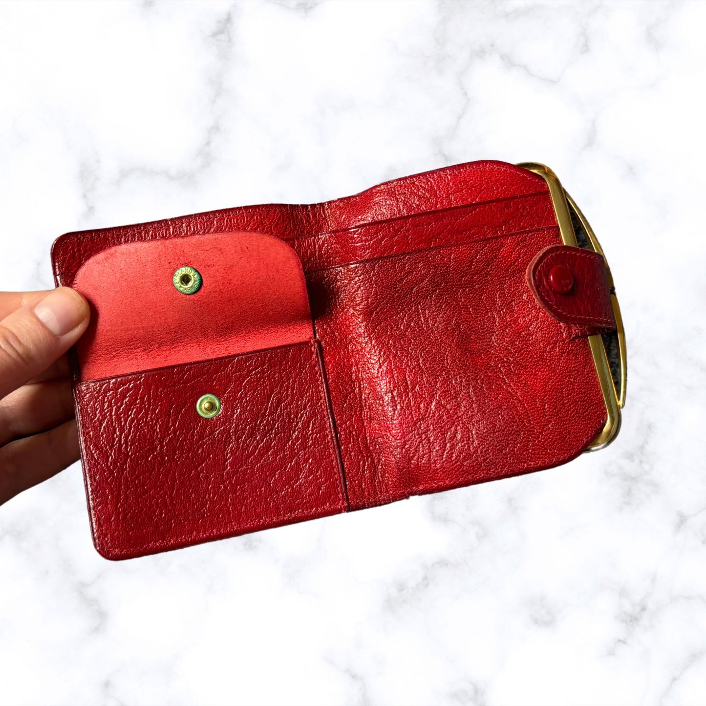 Vintage 1960s Red Leather Clasp Top Purse/Wallet - Stylish and Practical