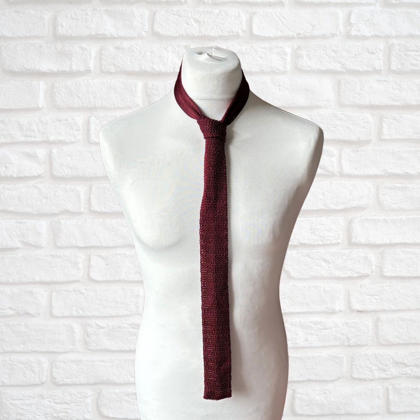 Burgundy Knitted Square-Ended Vintage Mod Style Tie by Gold Star