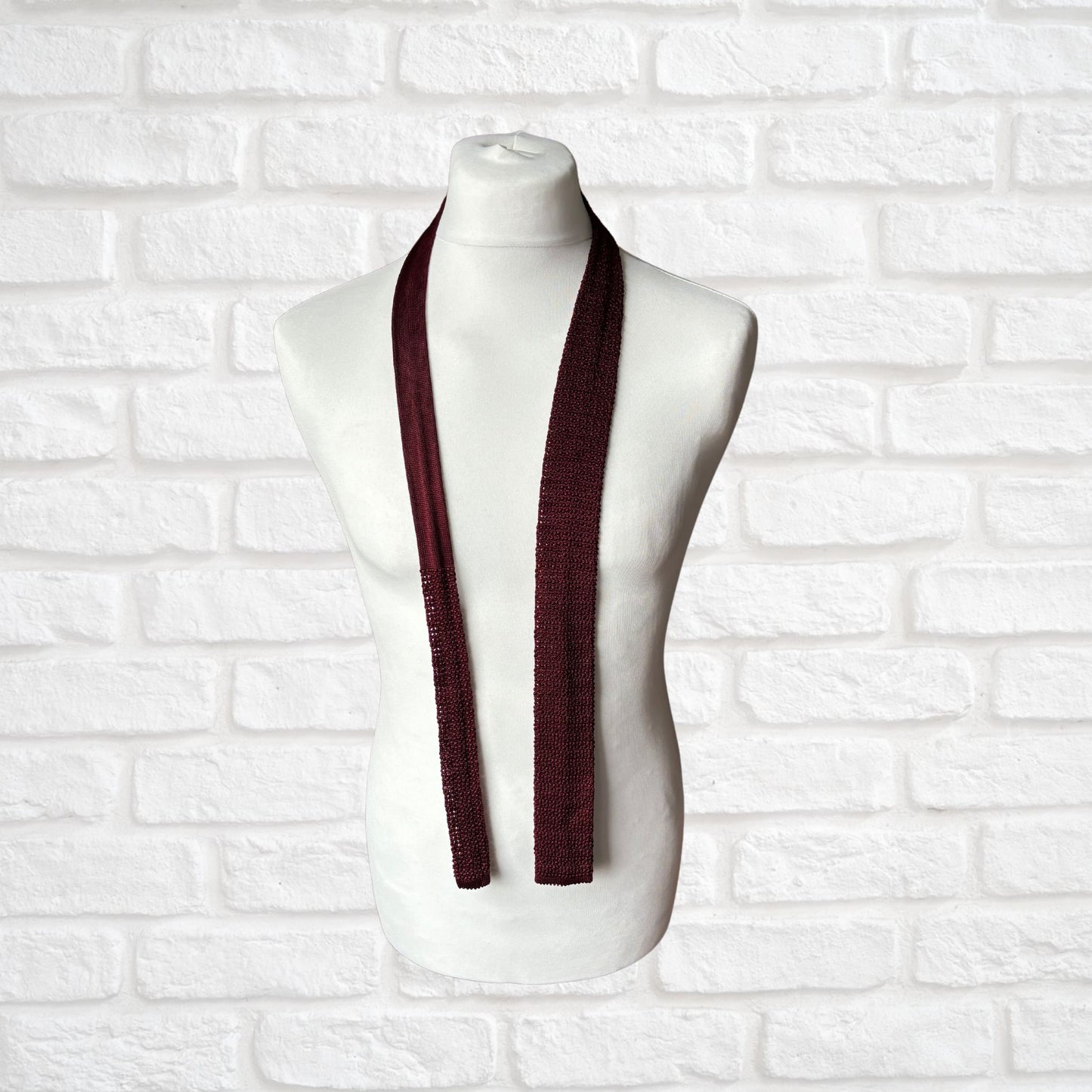 Burgundy Knitted Square-Ended Vintage Mod Style Tie by Gold Star