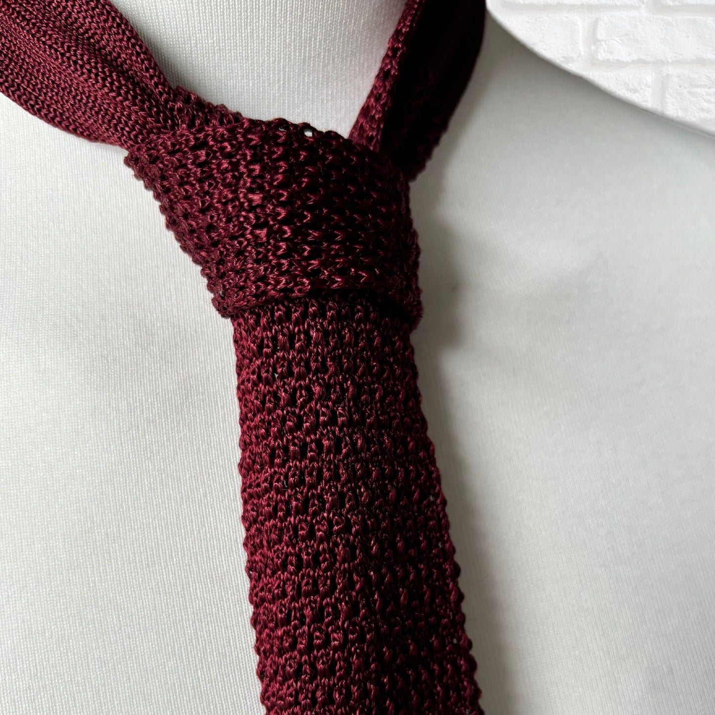 Burgundy Knitted Square-Ended Vintage Mod Style Tie by Gold Star