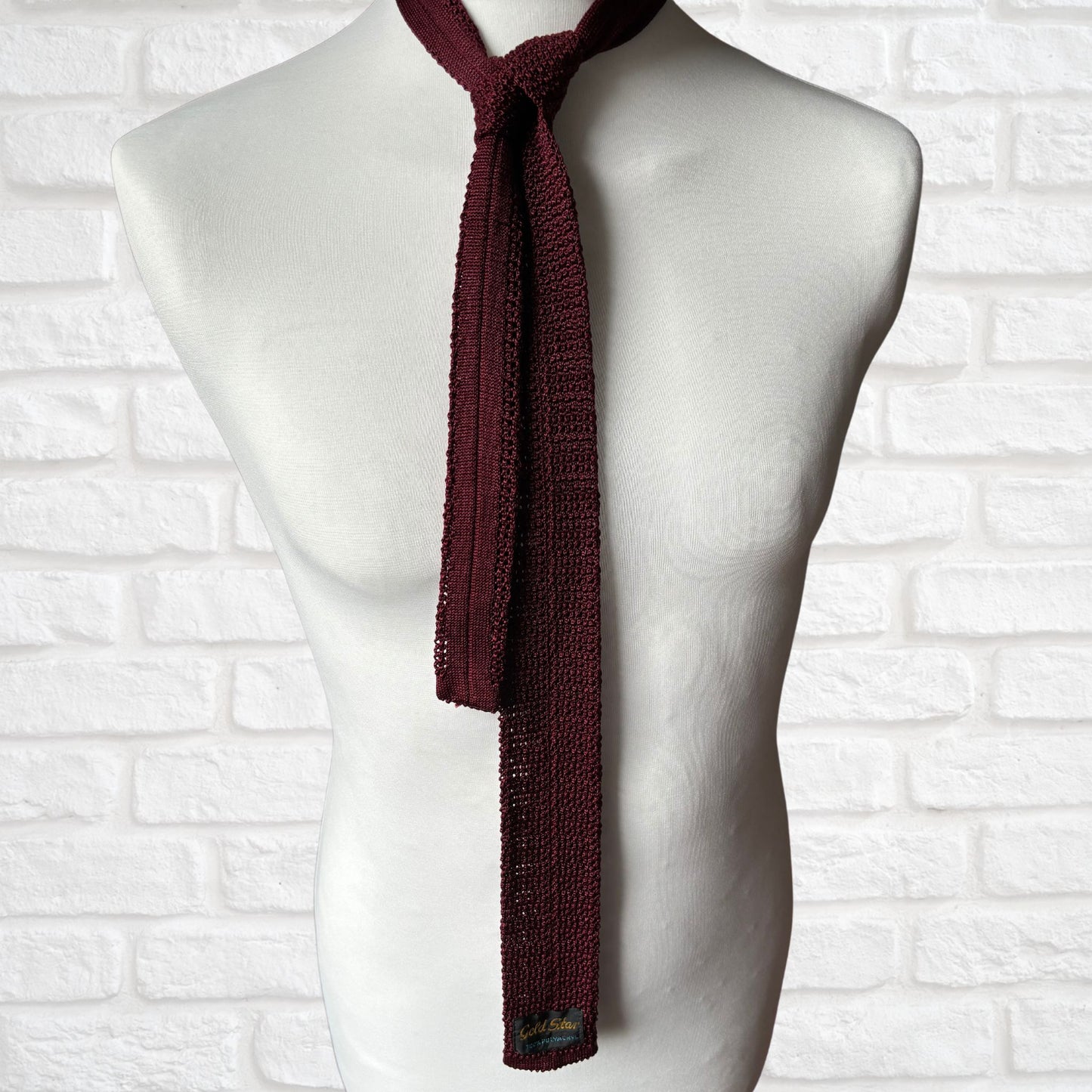 Burgundy Knitted Square-Ended Vintage Mod Style Tie by Gold Star