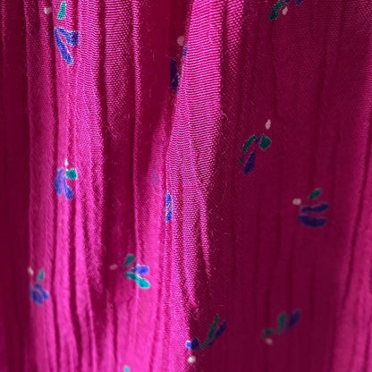 80s pink  floral print print vintage midi dress .Approx UK size 10-12